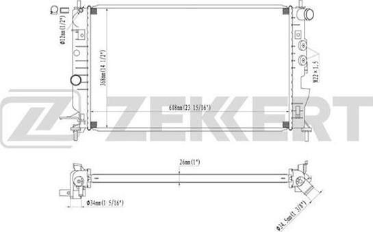 Zekkert MK-1077 - Radiator, engine cooling autospares.lv