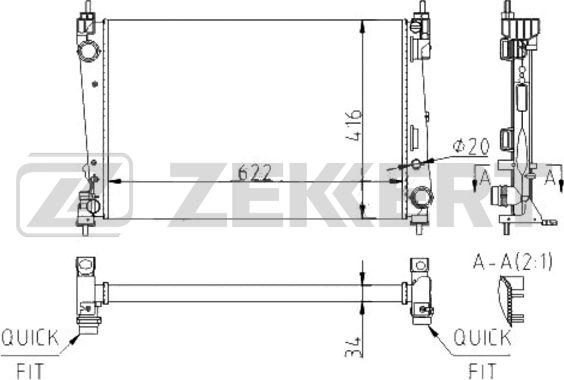 Zekkert MK-1196 - Radiator, engine cooling autospares.lv