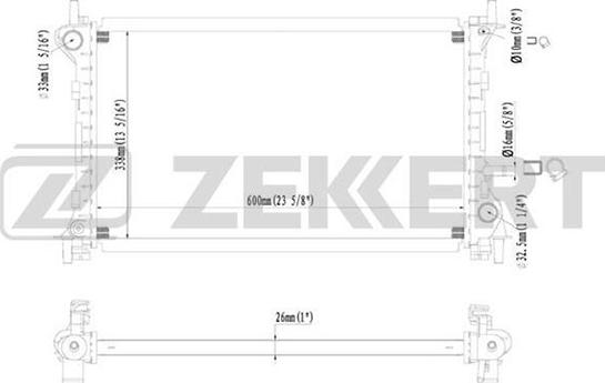 Zekkert MK-1122 - Radiator, engine cooling autospares.lv