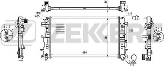 Zekkert MK-1355 - Radiator, engine cooling autospares.lv