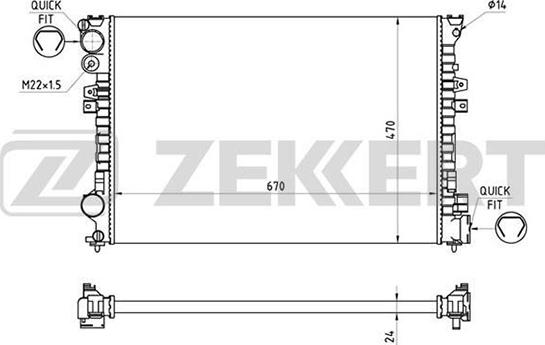 Zekkert MK-1306 - Radiator, engine cooling autospares.lv