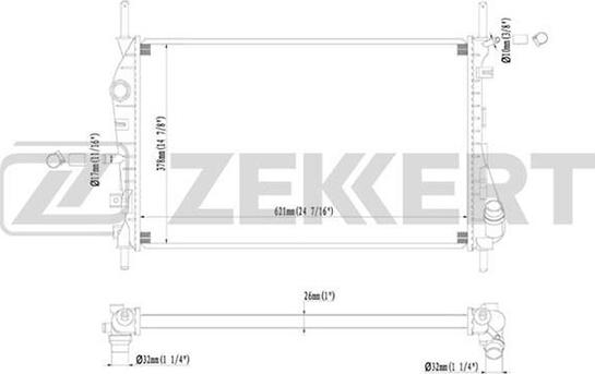 Zekkert MK-1216 - Radiator, engine cooling autospares.lv