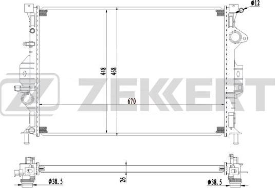 Zekkert MK-1230 - Radiator, engine cooling autospares.lv