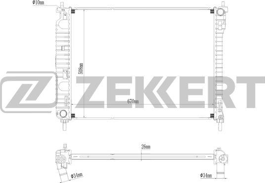 Zekkert MK-1277 - Radiator, engine cooling autospares.lv