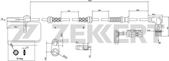 Zekkert SE-6135 - Sensor, wheel speed autospares.lv