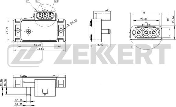 Zekkert SE-1053 - Sensor, intake manifold pressure autospares.lv