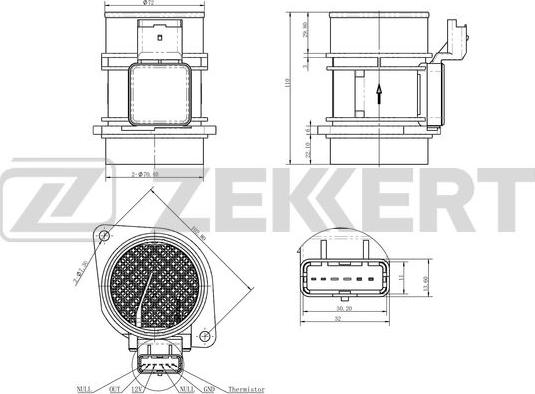 Zekkert SE-1016 - Air Mass Sensor autospares.lv