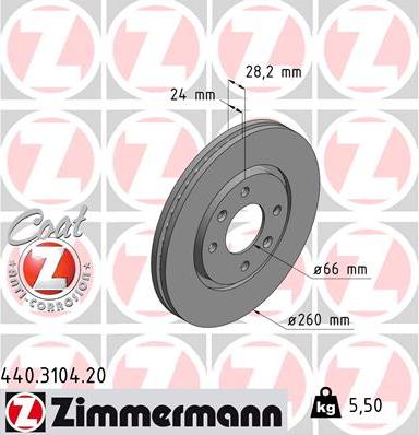 Zimmermann 440.3104.20 - Brake Disc autospares.lv