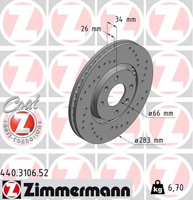 Zimmermann 440.3106.52 - Brake Disc autospares.lv