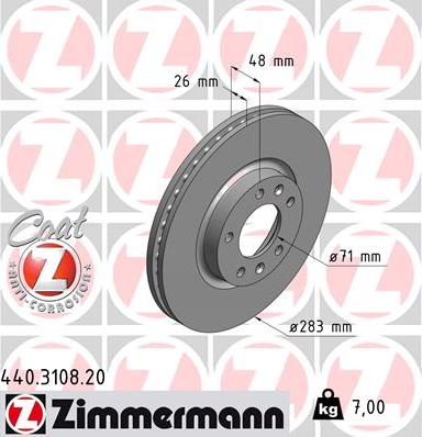 Zimmermann 440.3108.20 - Brake Disc autospares.lv