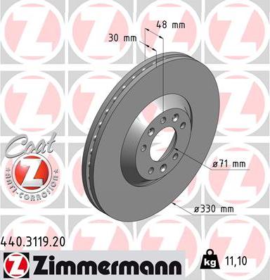 Zimmermann 440.3119.20 - Brake Disc autospares.lv