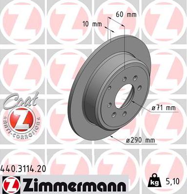 Zimmermann 440.3114.20 - Brake Disc autospares.lv