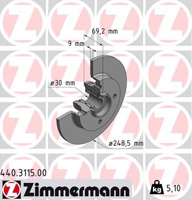 Zimmermann 440.3115.00 - Brake Disc autospares.lv