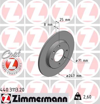 Zimmermann 440.3113.20 - Brake Disc autospares.lv