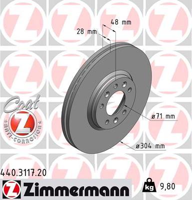 Zimmermann 440.3117.20 - Brake Disc autospares.lv
