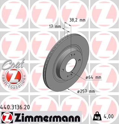 Zimmermann 440.3136.20 - Brake Disc autospares.lv