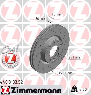 Zimmermann 440.3133.52 - Brake Disc autospares.lv