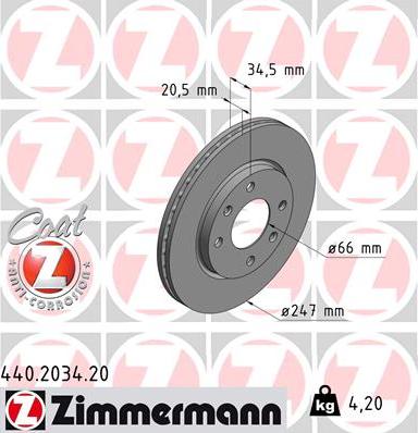 Zimmermann 440.2034.20 - Brake Disc autospares.lv