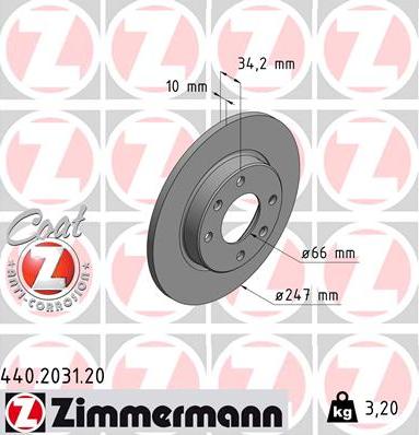 Zimmermann 440.2031.20 - Brake Disc autospares.lv