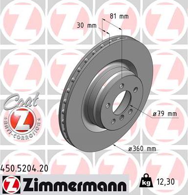 Zimmermann 450.5204.20 - Brake Disc autospares.lv