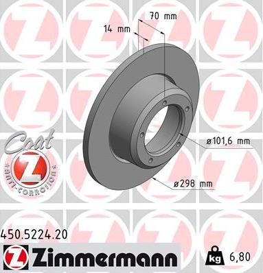 Zimmermann 450.5224.20 - Brake Disc autospares.lv