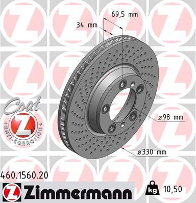 Zimmermann 460.1560.20 - Brake Disc autospares.lv