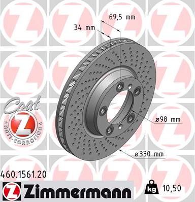 Zimmermann 460.1561.20 - Brake Disc autospares.lv