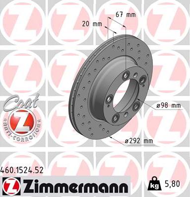 Zimmermann 460.1524.52 - Brake Disc autospares.lv