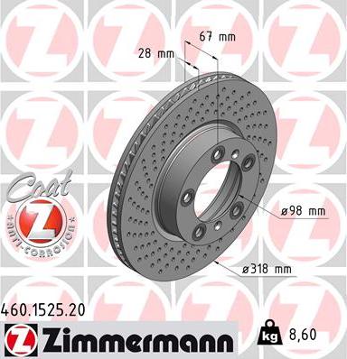 Zimmermann 460.1525.20 - Brake Disc autospares.lv