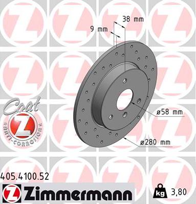 Zimmermann 405.4100.52 - Brake Disc autospares.lv