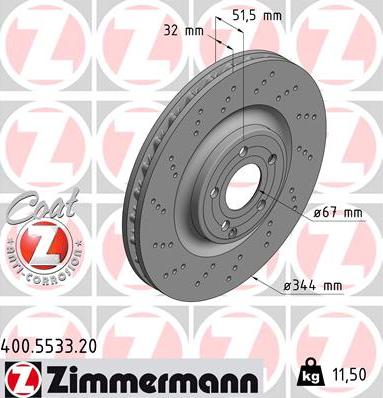 Zimmermann 400.5533.20 - Brake Disc autospares.lv