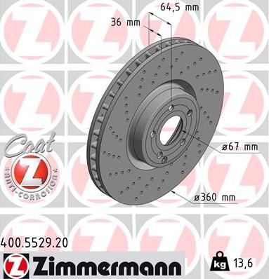 Zimmermann 400.5529.20 - Brake Disc autospares.lv