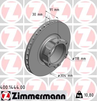 Zimmermann 400.1444.00 - Brake Disc autospares.lv