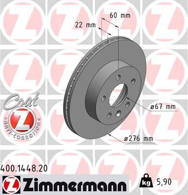 Zimmermann 400.1448.20 - Brake Disc autospares.lv
