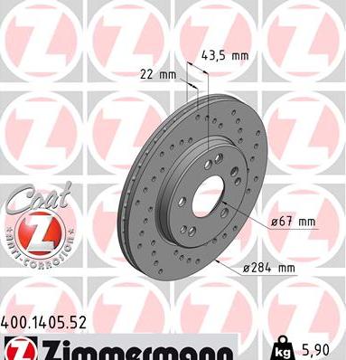 Zimmermann 400.1405.52 - Brake Disc autospares.lv