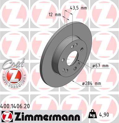 Zimmermann 400.1406.20 - Brake Disc autospares.lv