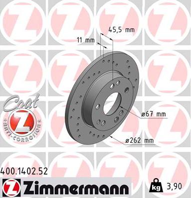 Zimmermann 400.1402.52 - Brake Disc autospares.lv