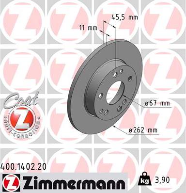 Zimmermann 400.1402.20 - Brake Disc autospares.lv