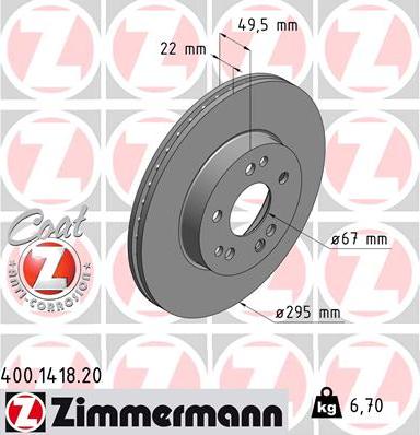 Zimmermann 400.1418.20 - Brake Disc autospares.lv