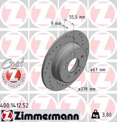 Zimmermann 400.1412.52 - Brake Disc autospares.lv