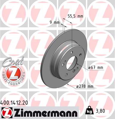 Zimmermann 400.1412.20 - Brake Disc autospares.lv