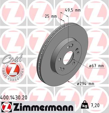 Zimmermann 400.1430.20 - Brake Disc autospares.lv