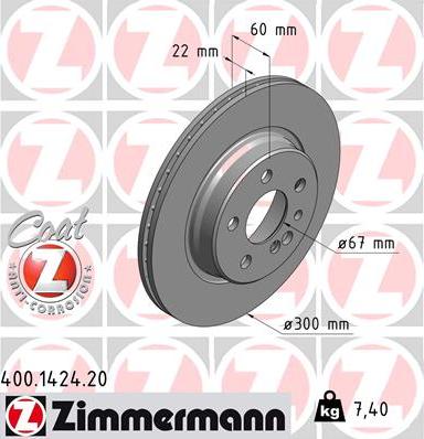 Zimmermann 400.1424.20 - Brake Disc autospares.lv