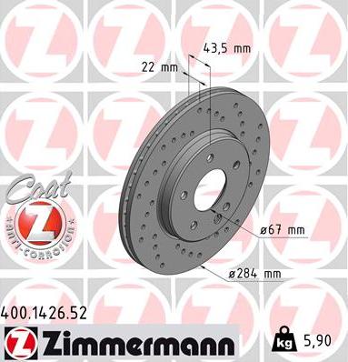 Zimmermann 400.1426.52 - Brake Disc autospares.lv