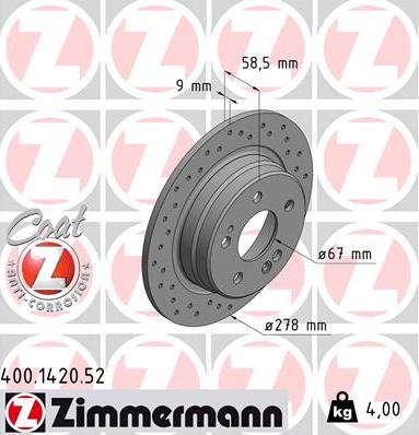 Zimmermann 400.1420.52 - Brake Disc autospares.lv