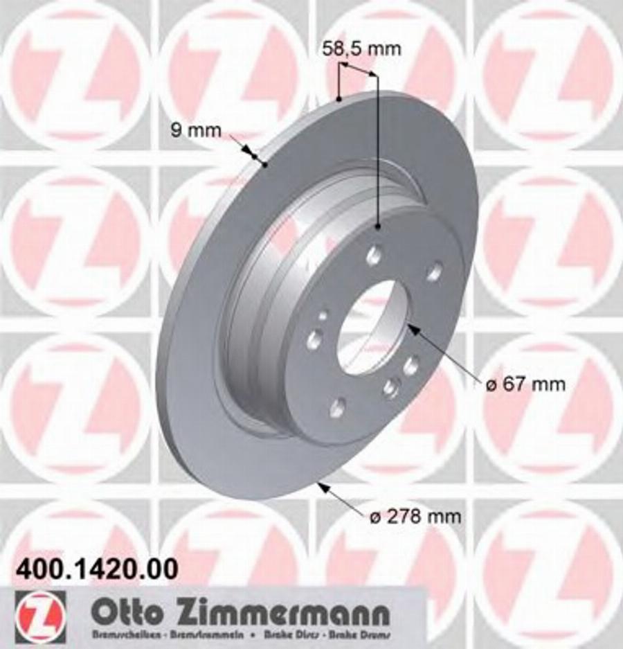 Zimmermann 400 1420 00 - Brake Disc autospares.lv