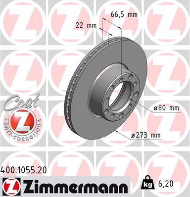 Zimmermann 400.1055.20 - Brake Disc autospares.lv