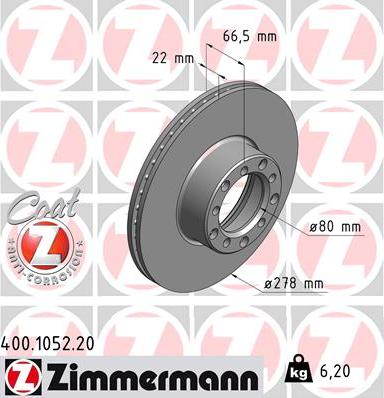 Zimmermann 400.1052.20 - Brake Disc autospares.lv