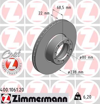 Zimmermann 400.1061.20 - Brake Disc autospares.lv