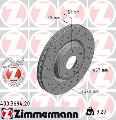 Zimmermann 400.3694.20 - Brake Disc autospares.lv